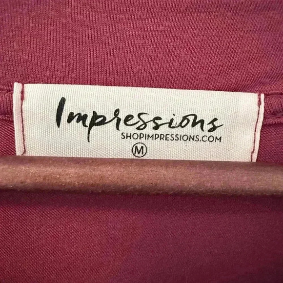 Women’s Burgundy Impressions Short Sleeved Tunic Dress Size Medium - Picture 6 of 7